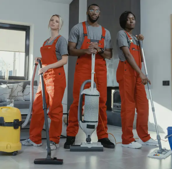 Professional cleaning team equipped for deep carpet and bond cleaning services at Busy B Cleaning